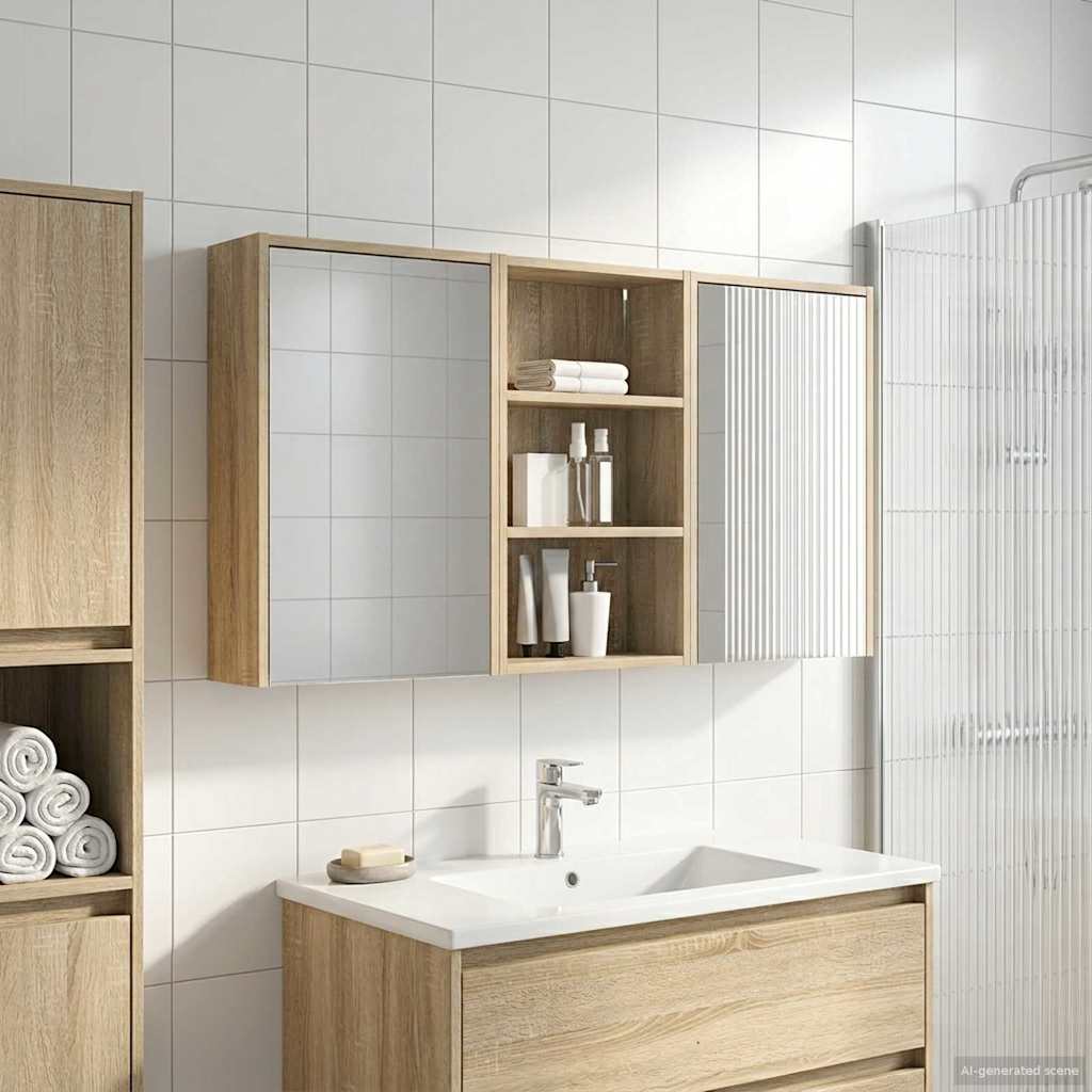 Vonios spintos komplektas su lentyna 3 pcs 126 x 16 x 62.5 cm