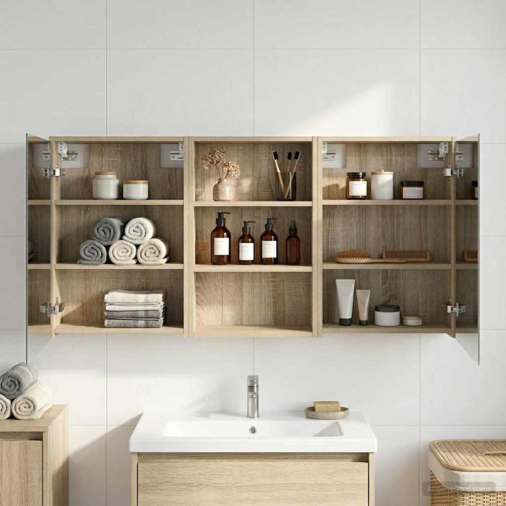 Vonios spintos komplektas su lentyna 3 pcs 126 x 16 x 62.5 cm