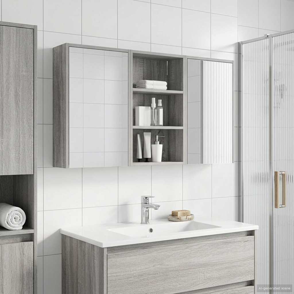 Vonios spintos komplektas su lentyna 3 pcs 126 x 16 x 62.5 cm