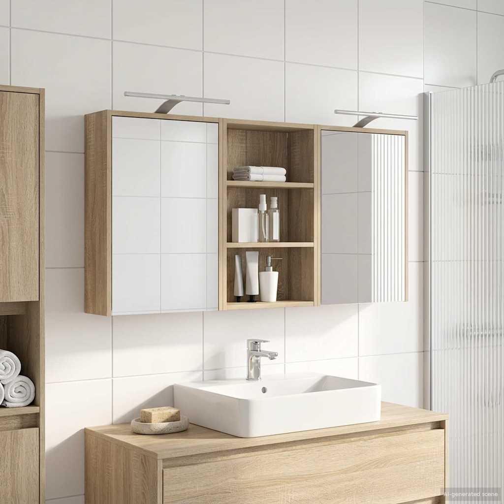 Vonios spintos komplektas su lentyna 3 pcs 126 x 16 x 62.5 cm