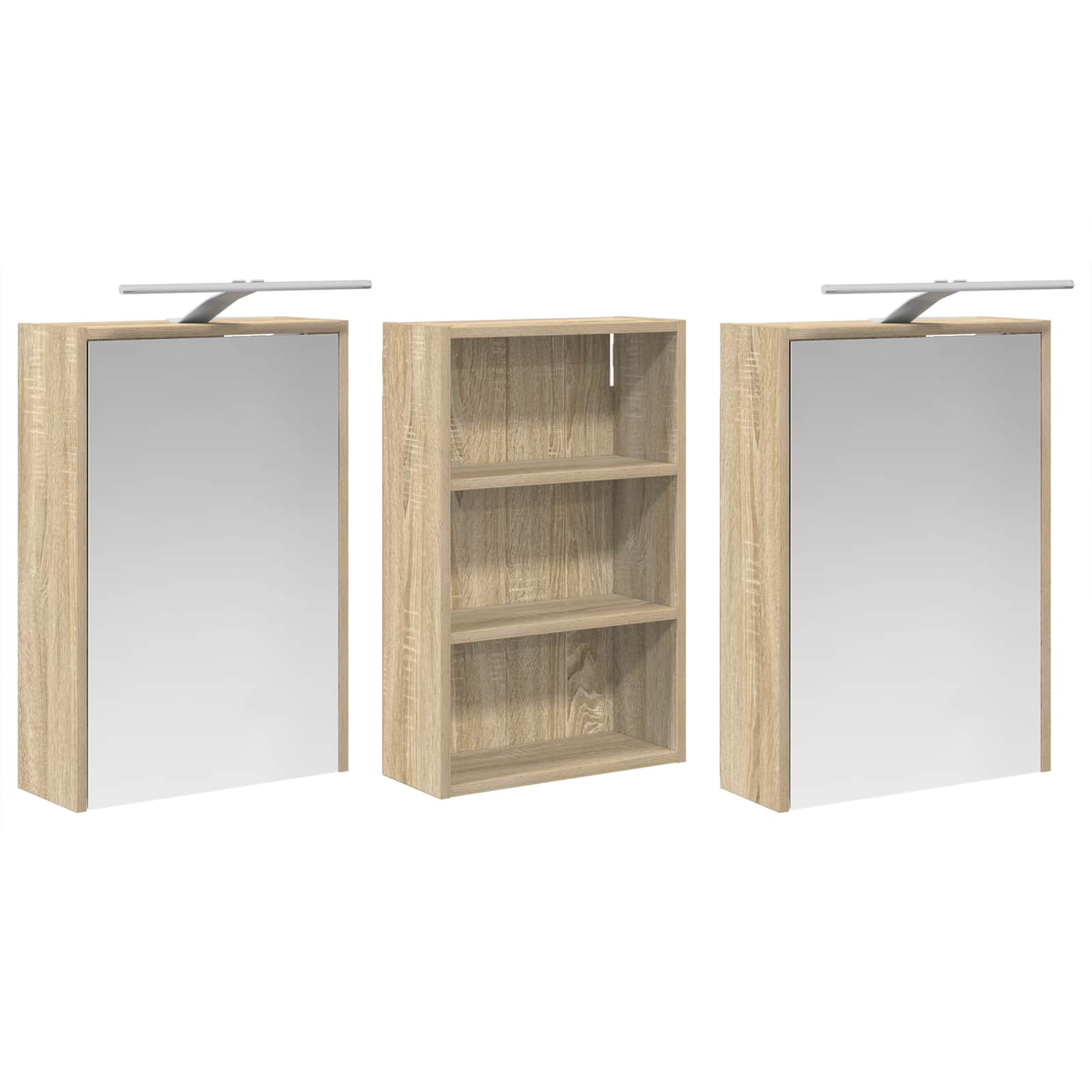 Vonios spintos komplektas su lentyna 3 pcs 126 x 16 x 62.5 cm
