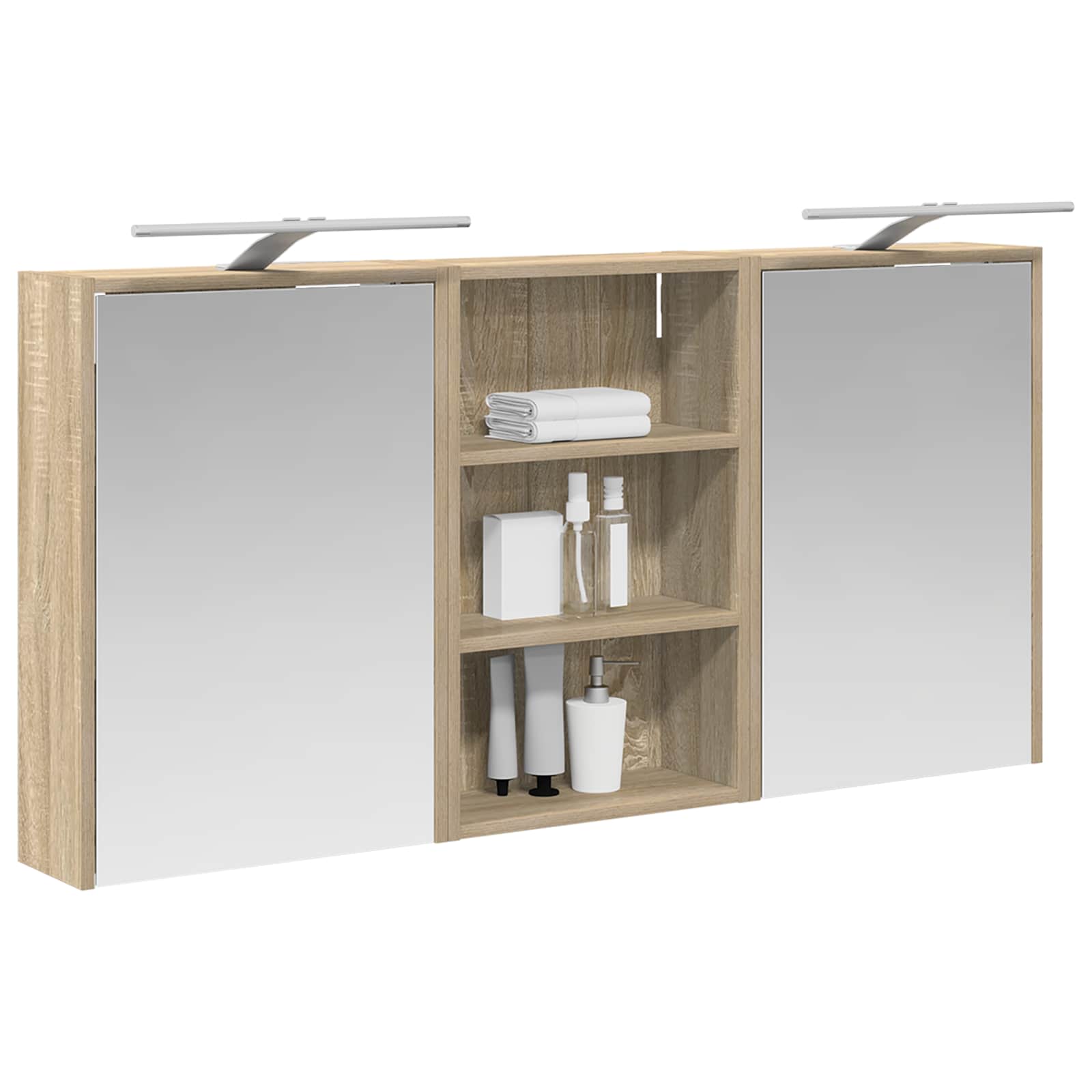Vonios spintos komplektas su lentyna 3 pcs 126 x 16 x 62.5 cm