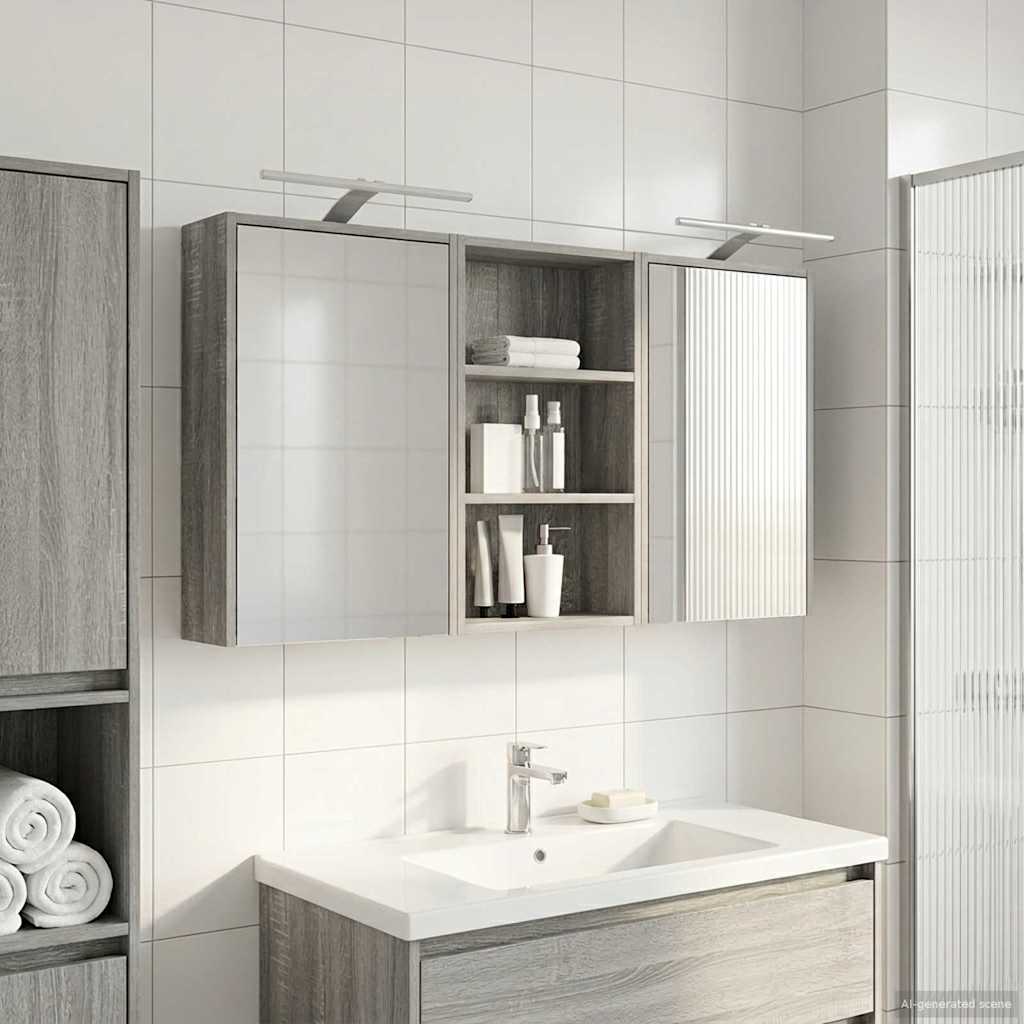 Vonios spintos komplektas su lentyna 3 pcs 126 x 16 x 62.5 cm