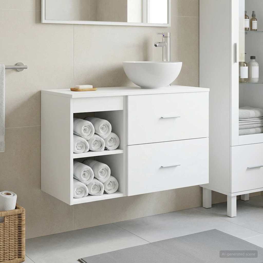 Vonios baldų rinkinys 2 pcs Balta Apdirbta mediena