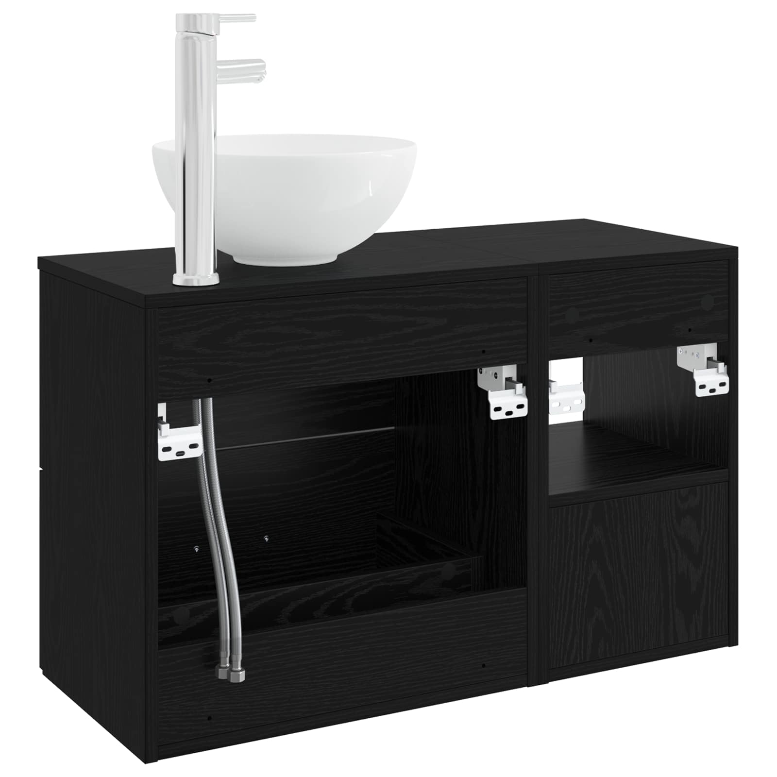 Vonios baldų rinkinys 2 pcs Juodojo ąžuolo Apdirbta mediena