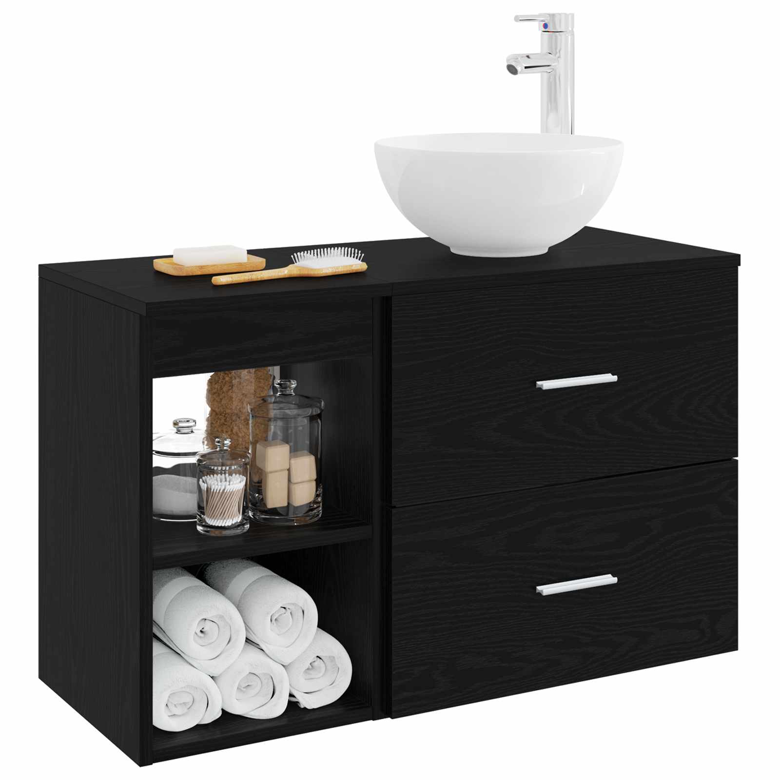 Vonios baldų rinkinys 2 pcs Juodojo ąžuolo Apdirbta mediena