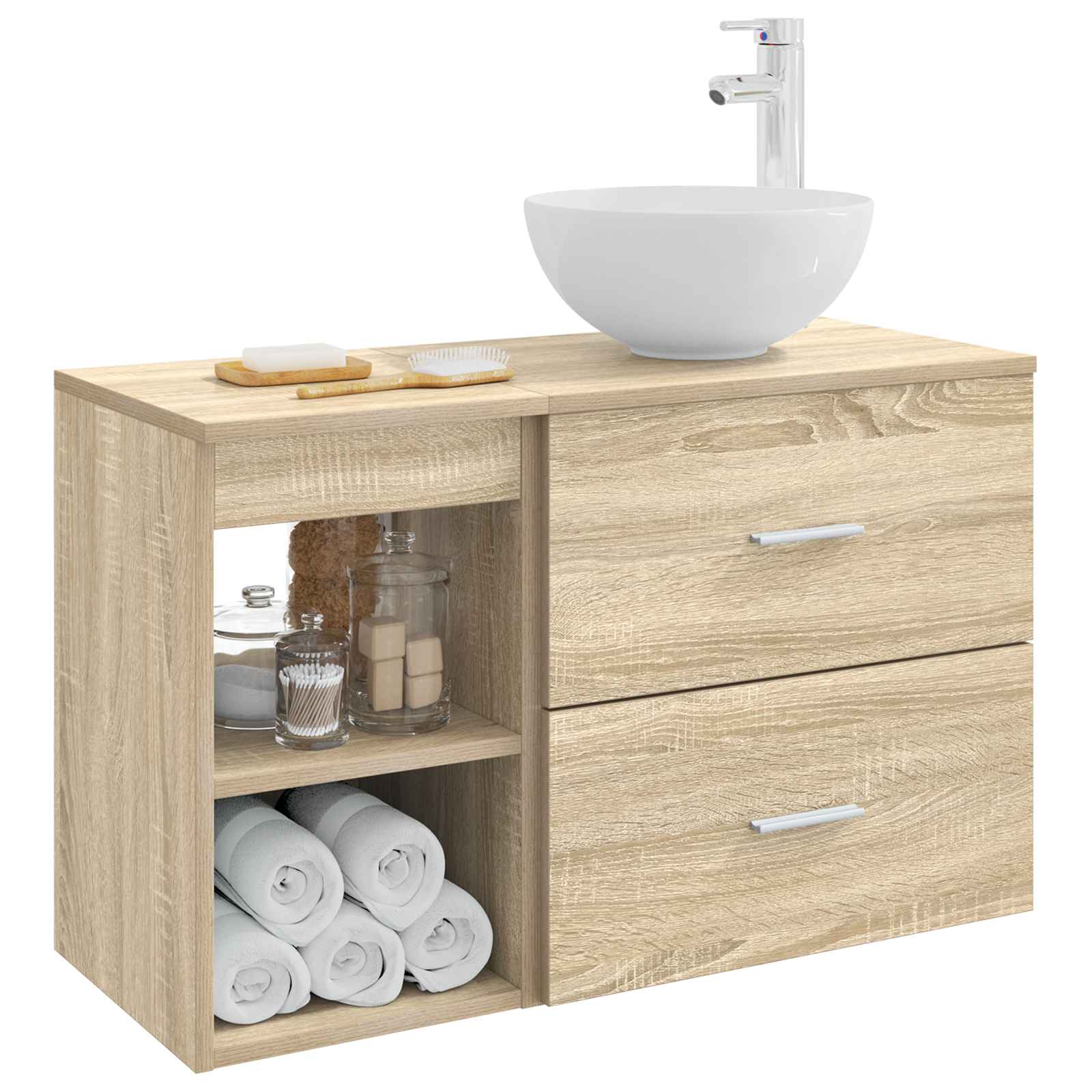 Vonios baldų rinkinys 2 pcs Sonoma ąžuolas Apdirbta mediena