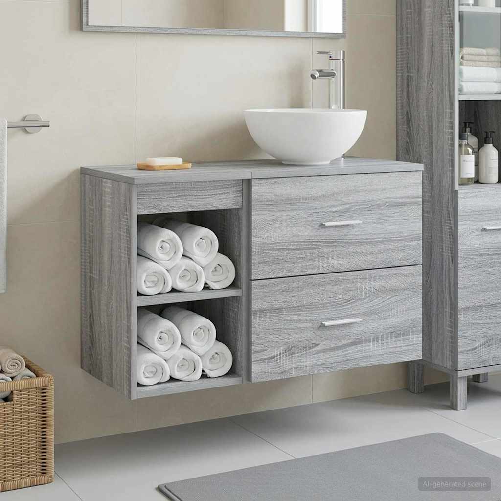 Vonios baldų rinkinys 2 pcs Pilka Sonoma Apdirbta mediena