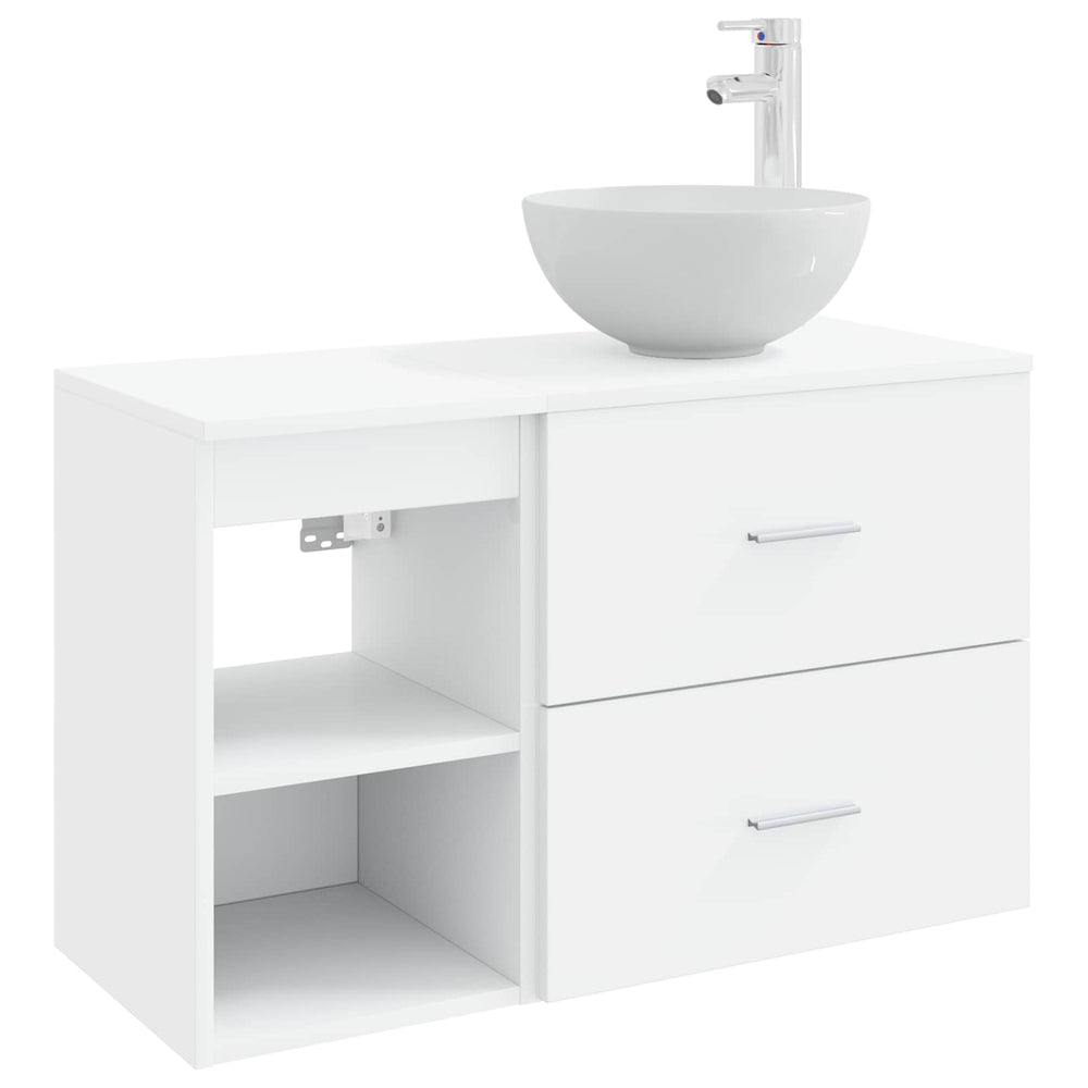 Vonios baldų rinkinys 2 pcs Balta Apdirbta mediena