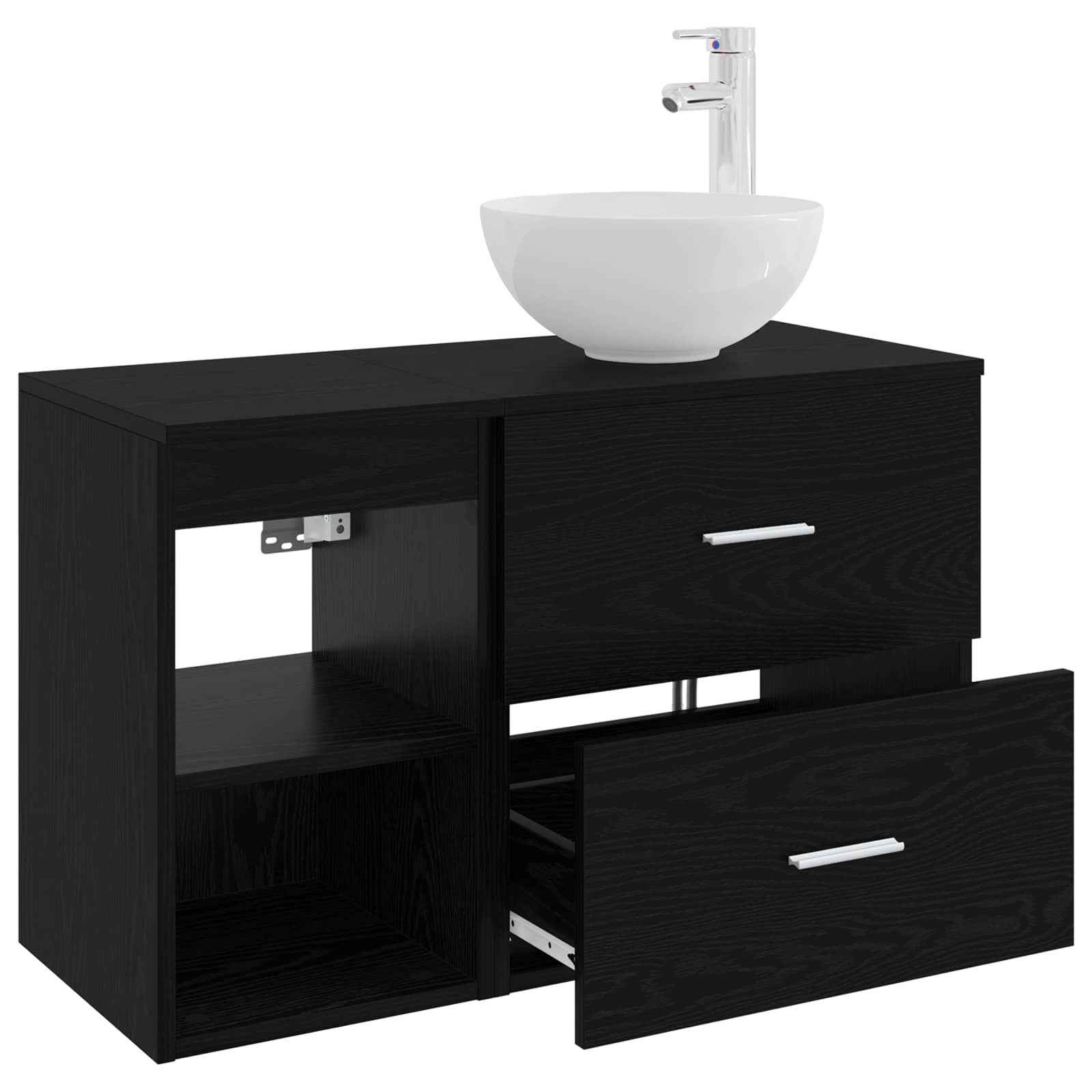 Vonios baldų rinkinys 2 pcs Juodojo ąžuolo Apdirbta mediena
