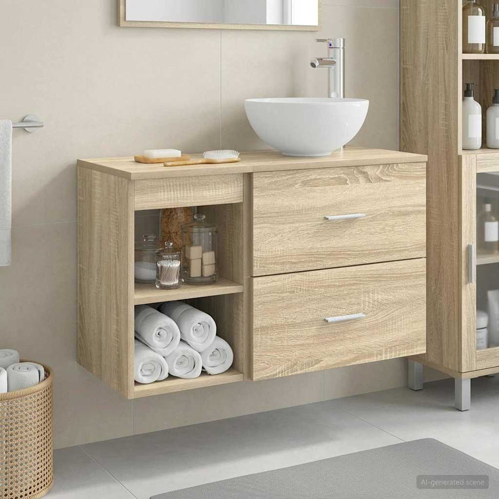 Vonios baldų rinkinys 2 pcs Sonoma ąžuolas Apdirbta mediena