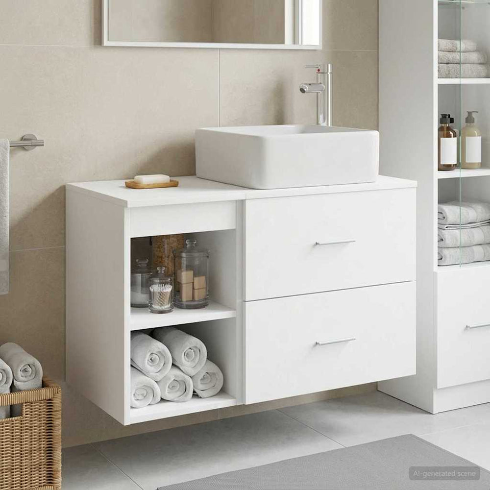 Vonios baldų rinkinys 2 pcs Balta Apdirbta mediena