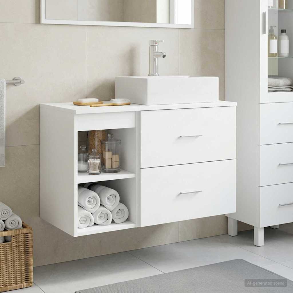 Vonios baldų rinkinys 2 pcs Balta Apdirbta mediena