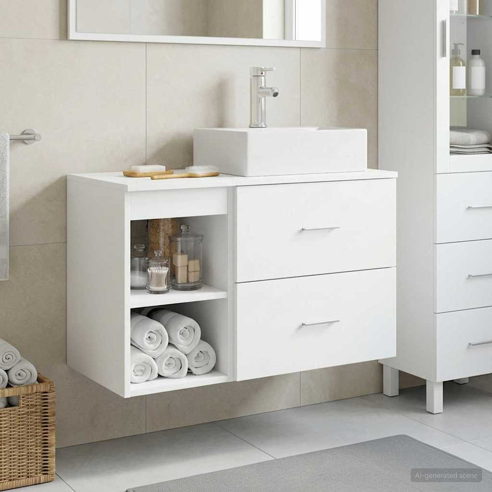 Vonios baldų rinkinys 2 pcs Balta Apdirbta mediena