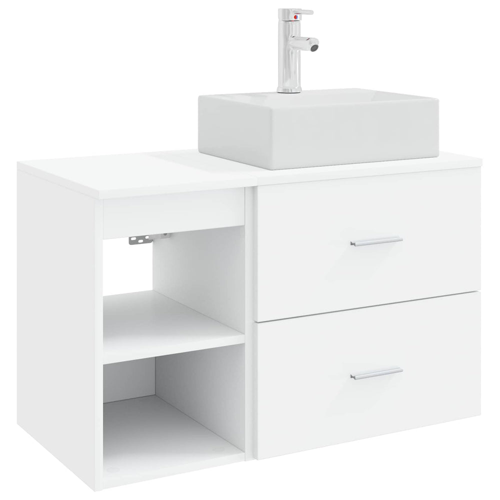 Vonios baldų rinkinys 2 pcs Balta Apdirbta mediena