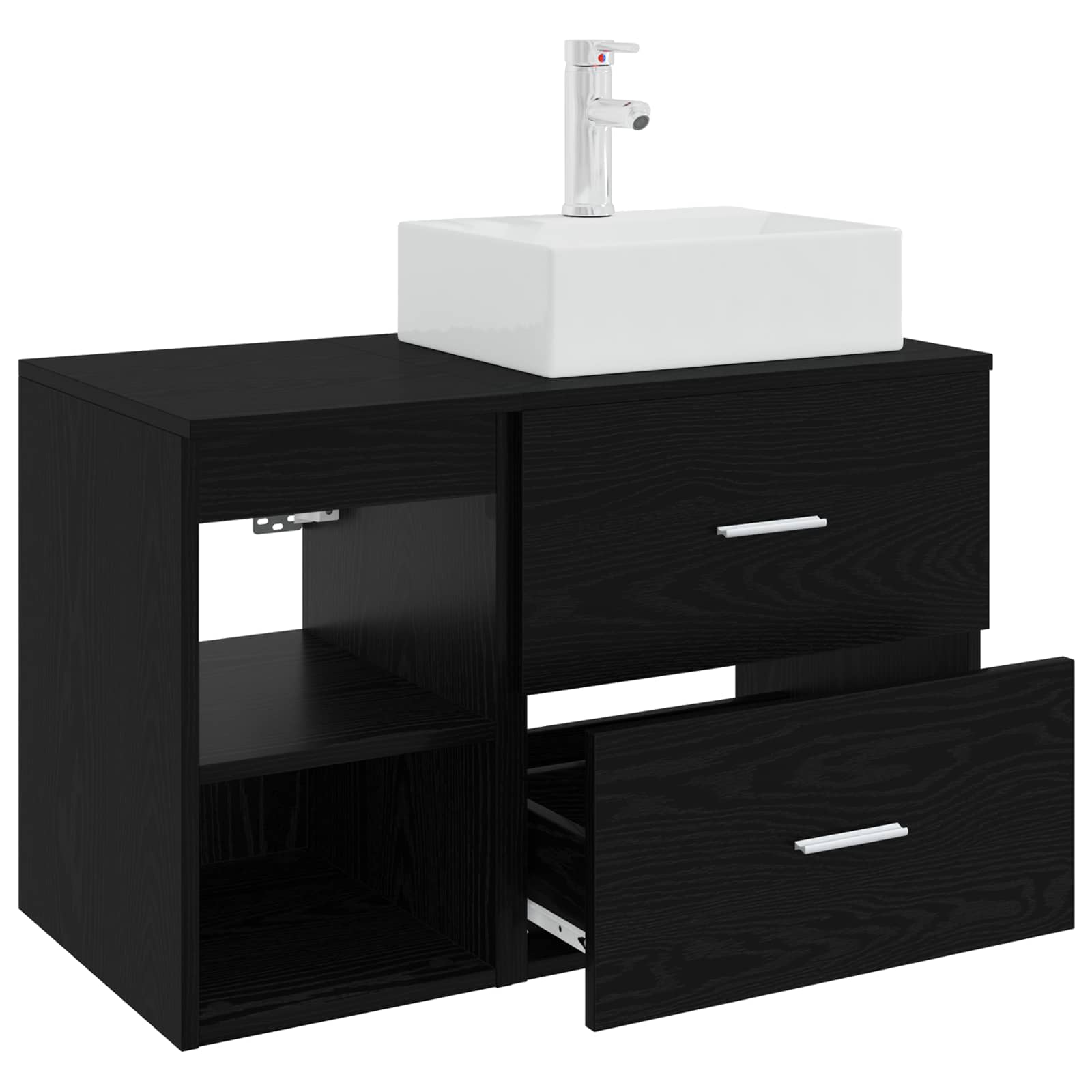 Vonios baldų rinkinys 2 pcs Juodojo ąžuolo Apdirbta mediena
