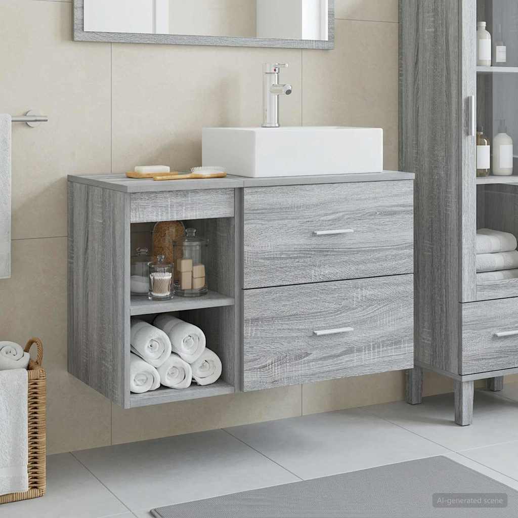 Vonios baldų rinkinys 2 pcs Pilka Sonoma Apdirbta mediena