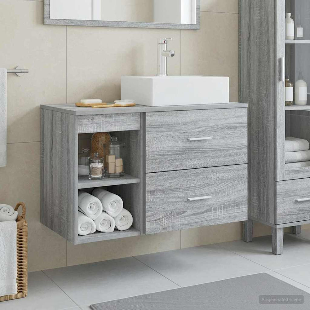 Vonios baldų rinkinys 2 pcs Pilka Sonoma Apdirbta mediena