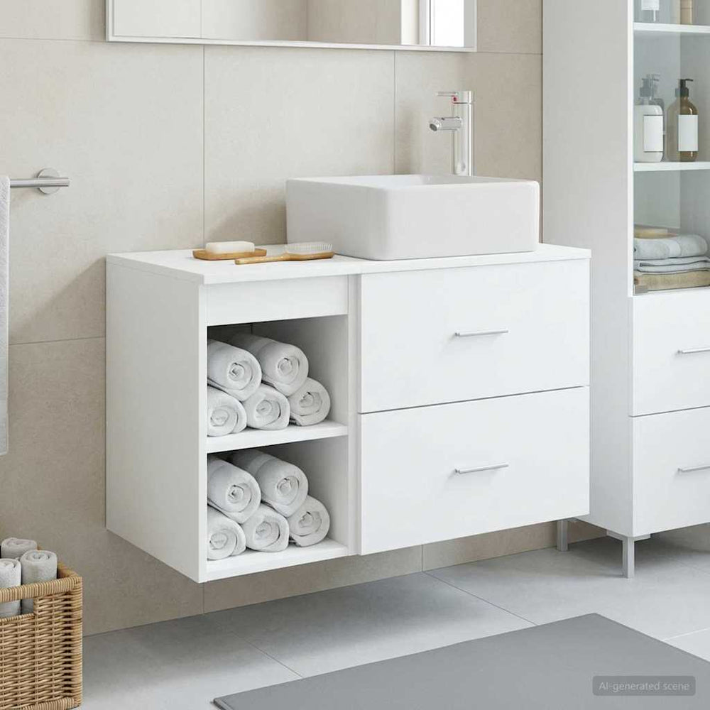 Vonios baldų rinkinys 2 pcs Balta Apdirbta mediena