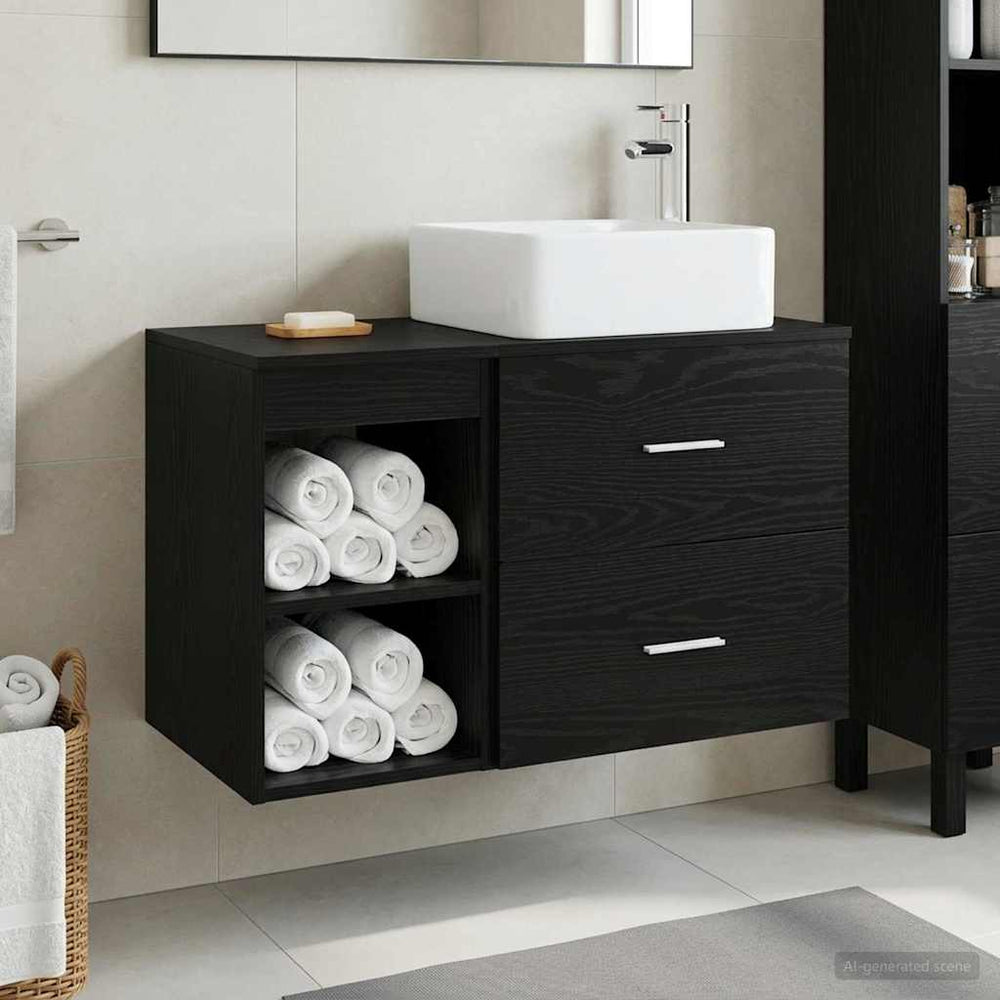 Vonios baldų rinkinys 2 pcs Juodojo ąžuolo Apdirbta mediena