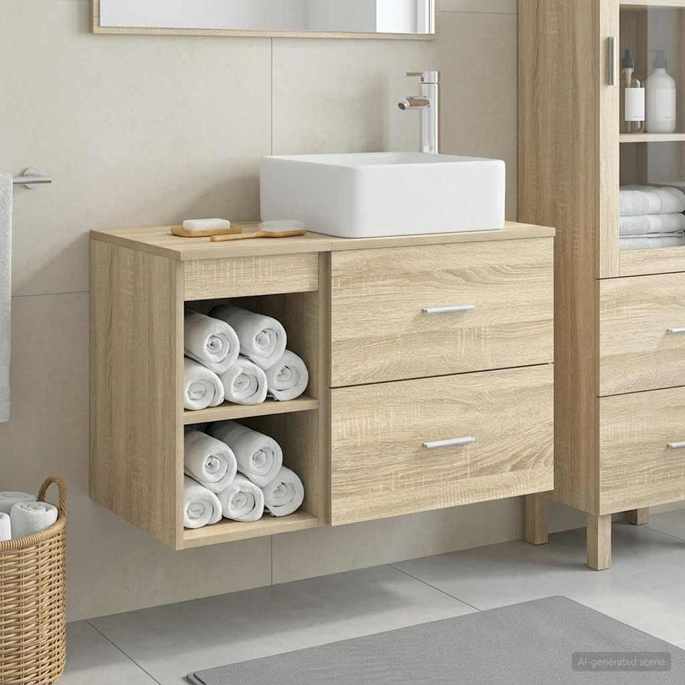 Vonios baldų rinkinys 2 pcs Sonoma ąžuolas Apdirbta mediena