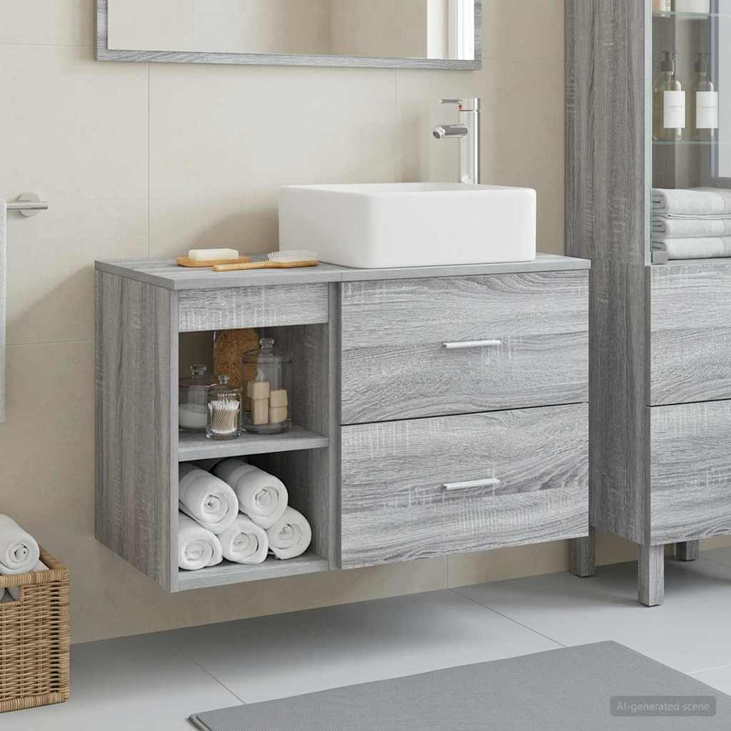 Vonios baldų rinkinys 2 pcs Pilka Sonoma Apdirbta mediena