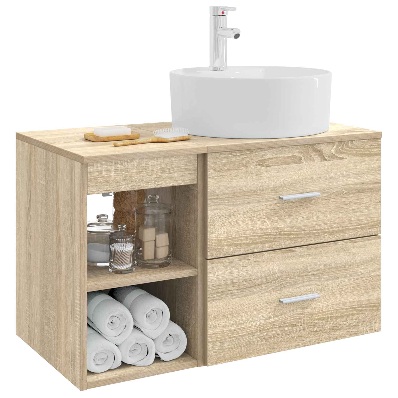 Vonios baldų rinkinys 2 pcs Sonoma ąžuolas Apdirbta mediena
