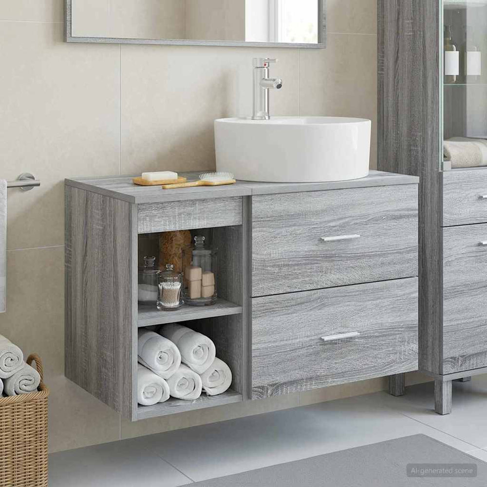 Vonios baldų rinkinys 2 pcs Pilka Sonoma Apdirbta mediena