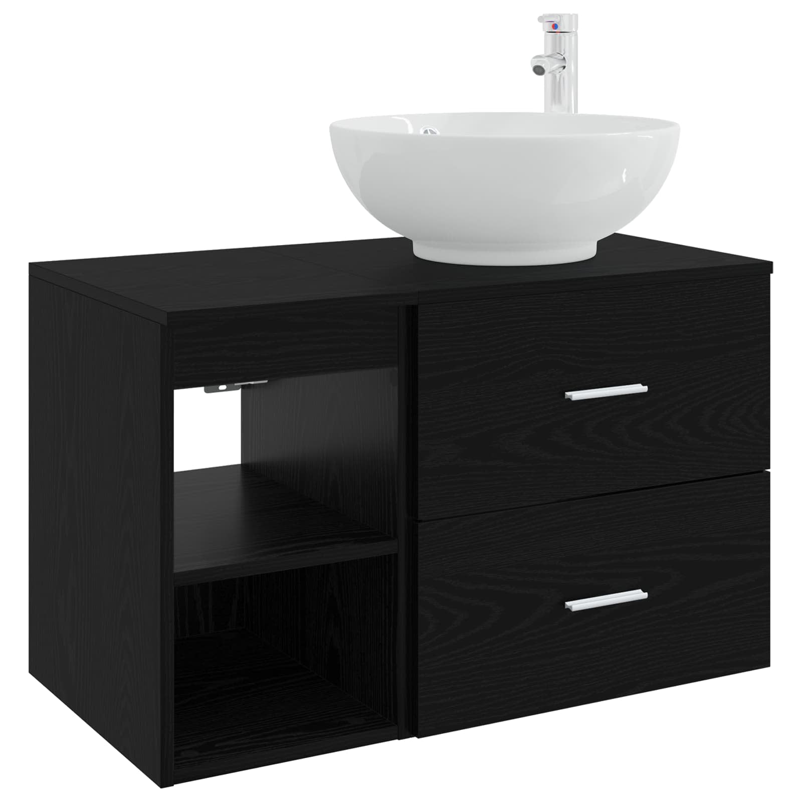 Vonios baldų rinkinys 2 pcs Juodojo ąžuolo Apdirbta mediena