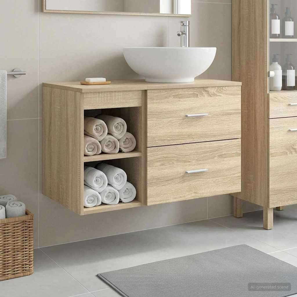 Vonios baldų rinkinys 2 pcs Sonoma ąžuolas Apdirbta mediena