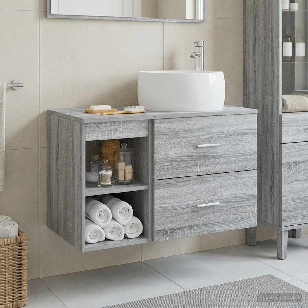 Vonios baldų rinkinys 2 pcs Pilka Sonoma Apdirbta mediena
