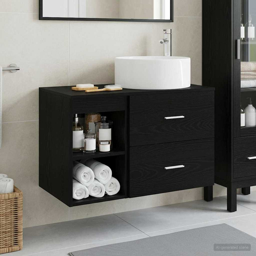 Vonios baldų rinkinys 2 pcs Juodojo ąžuolo Apdirbta mediena