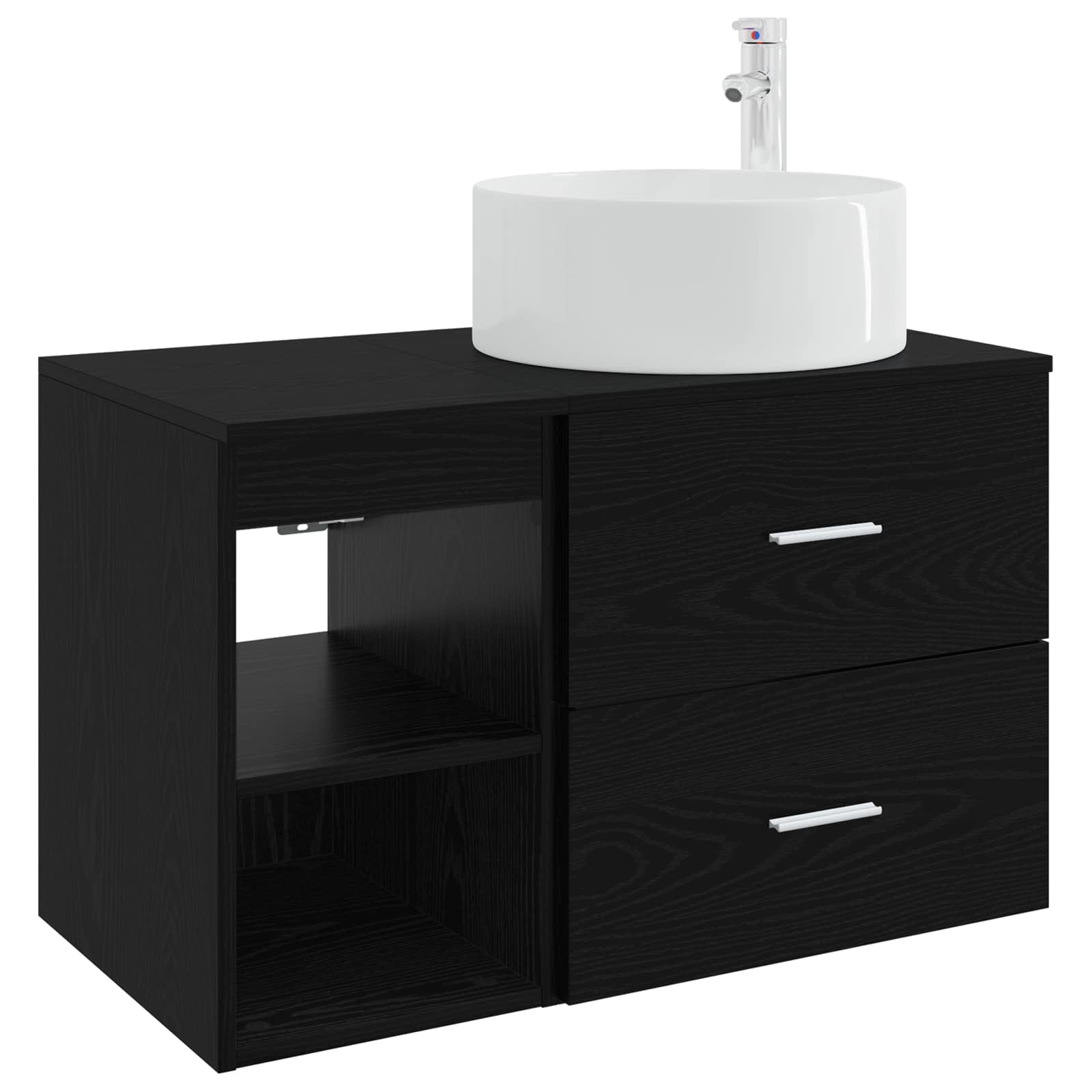 Vonios baldų rinkinys 2 pcs Juodojo ąžuolo Apdirbta mediena