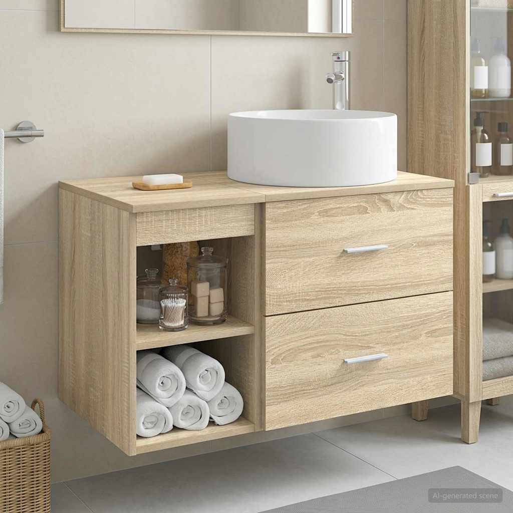 Vonios baldų rinkinys 2 pcs Sonoma ąžuolas Apdirbta mediena