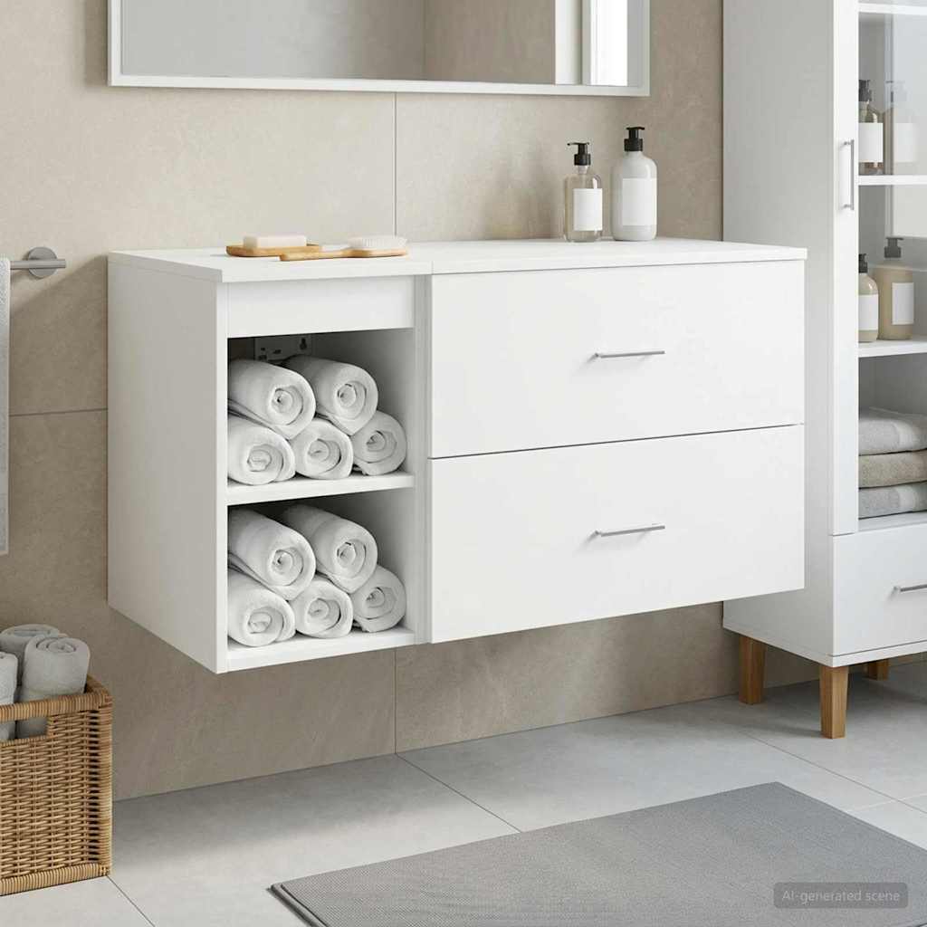Vonios baldų rinkinys 2 pcs Balta Apdirbta mediena