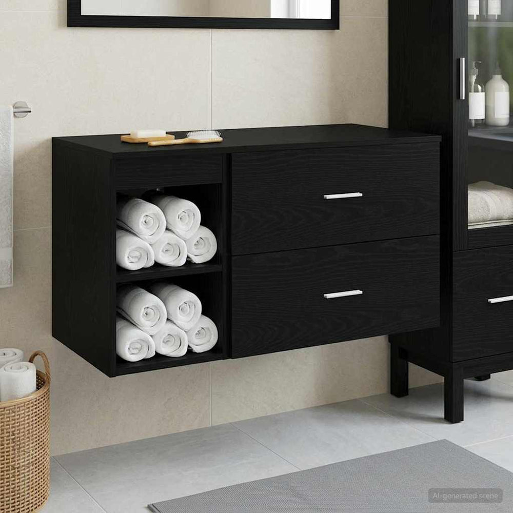 Vonios baldų rinkinys 2 pcs Juodojo ąžuolo Apdirbta mediena