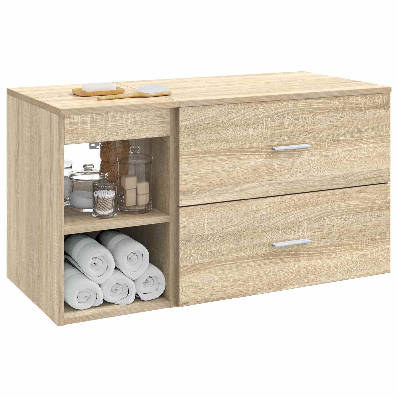 Vonios baldų rinkinys 2 pcs Sonoma ąžuolas Apdirbta mediena