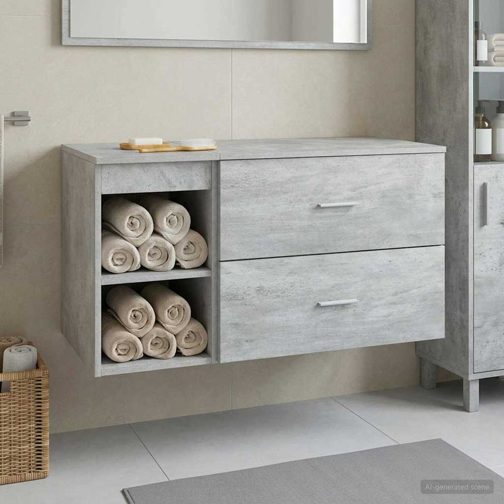 Vonios baldų rinkinys 2 pcs Betono pilka Apdirbta mediena