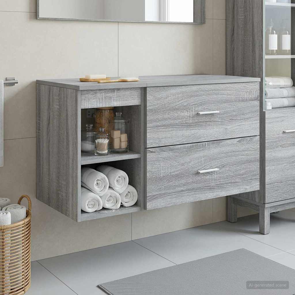 Vonios baldų rinkinys 2 pcs Pilka Sonoma Apdirbta mediena