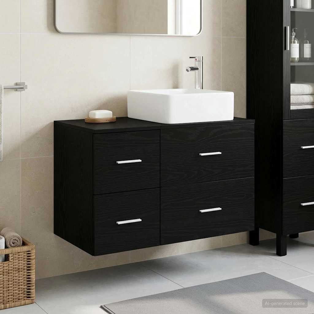 Vonios baldų rinkinys 2 pcs Juodojo ąžuolo Apdirbta mediena