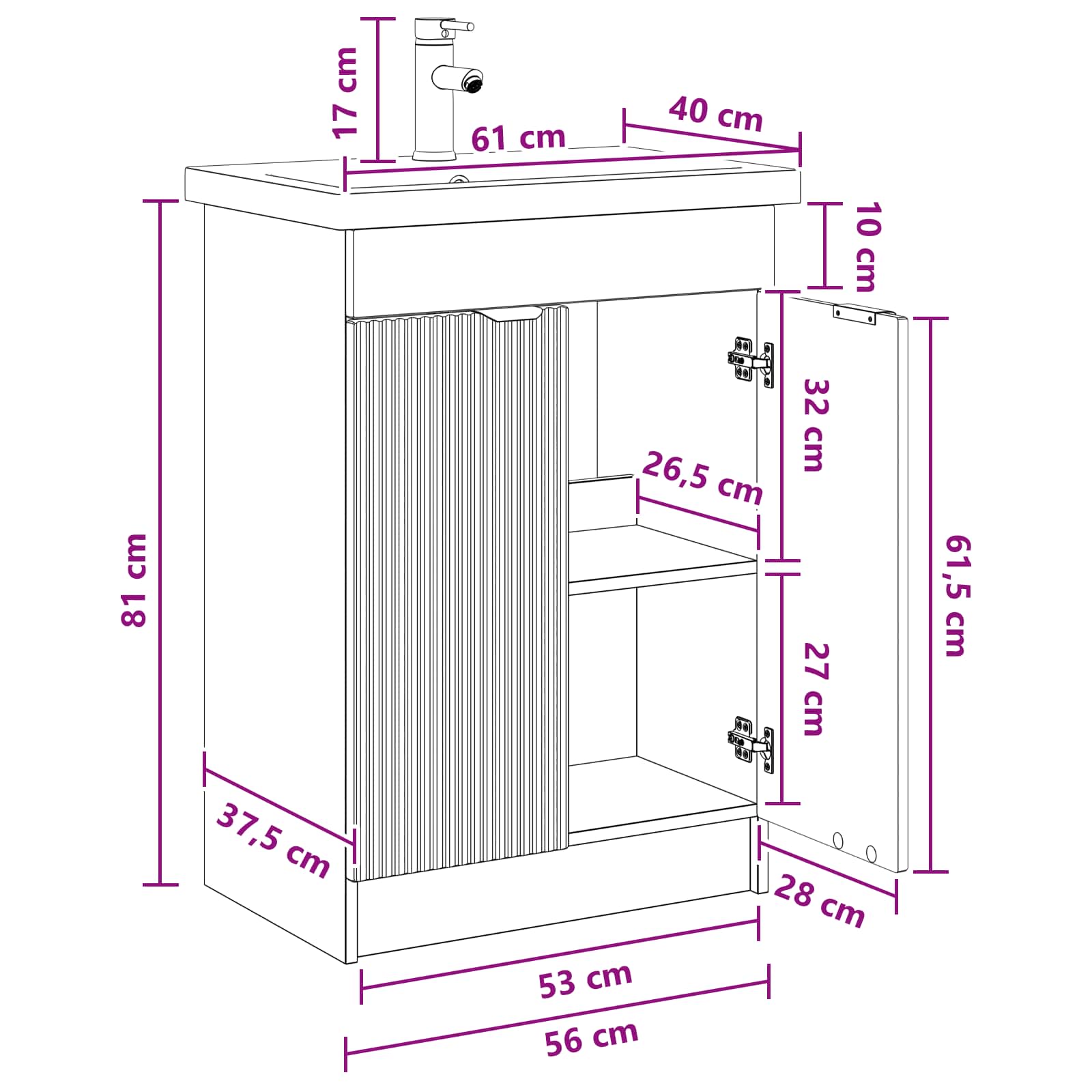 Vonios baldų rinkinys Betono pilka 56 x 37,5 x 81 cm