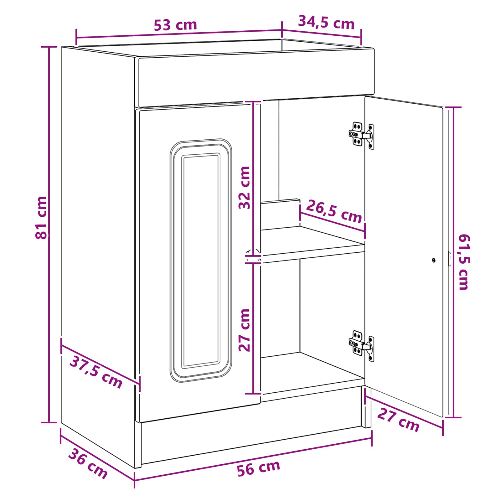 Vonios baldų rinkinys Juoda 56 x 37,5 x 81 cm Apdirbta mediena