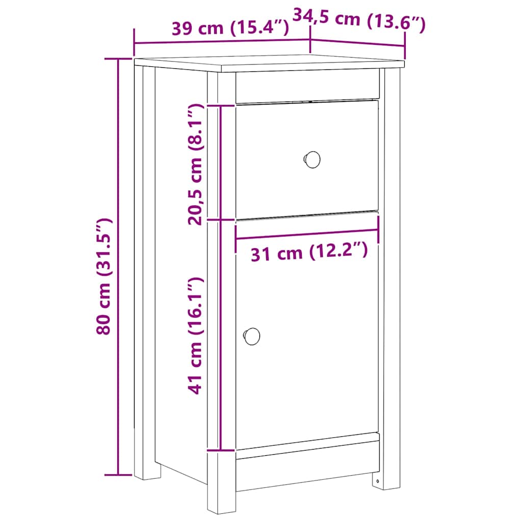 Shoe cabinet Waxed brown 39 x 34.5 x 80 cm Solid pine wood