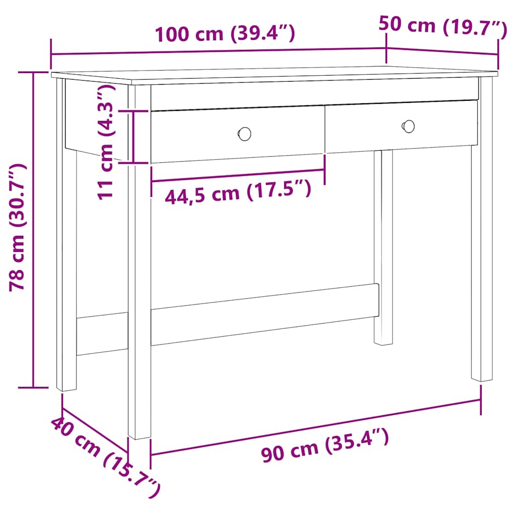Stalas Max Ruda 100 x 50 x 78 cm Kietos pušies mediena