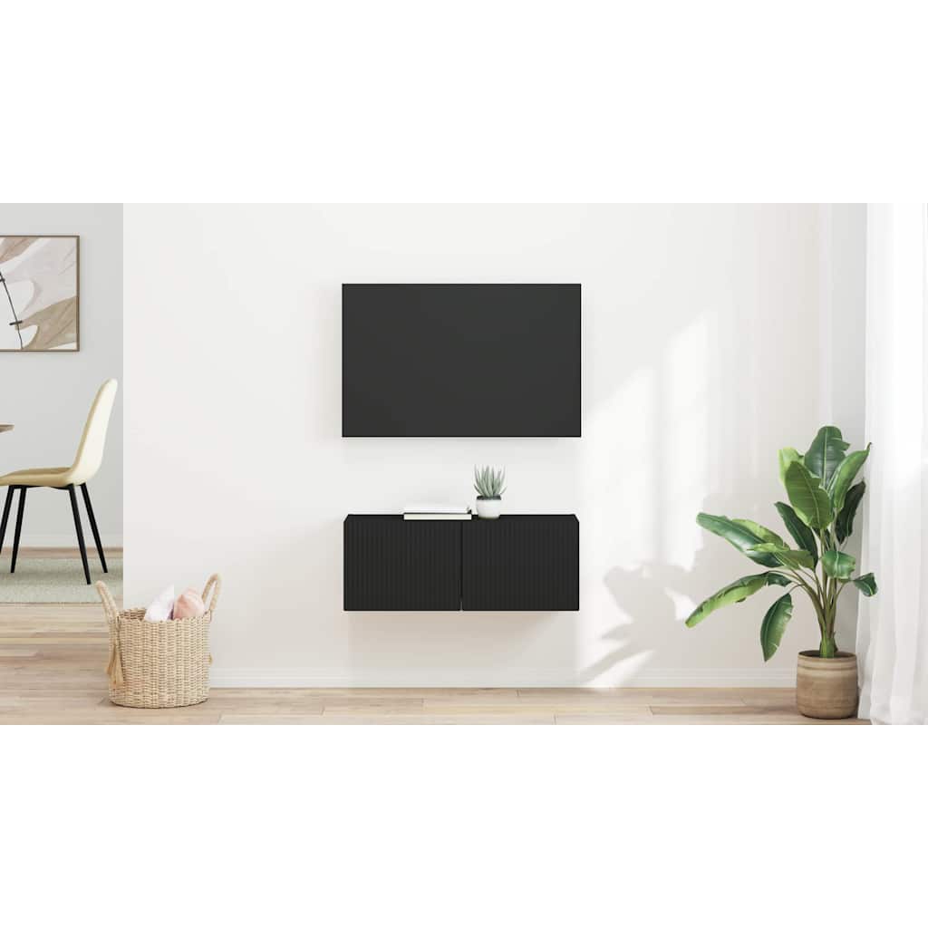 TV sieninė spintelė 2 pcs Juoda 39 x 31 x 29,5 cm