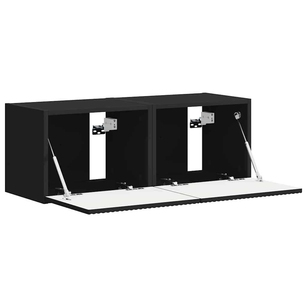 TV sieninė spintelė 2 pcs Juoda 39 x 31 x 29,5 cm