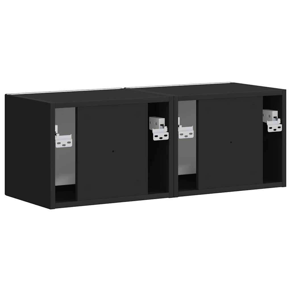 TV sieninė spintelė 2 pcs Juoda 39 x 31 x 29,5 cm