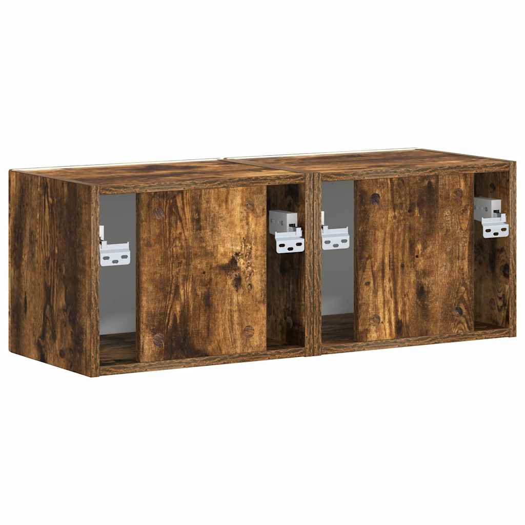 TV sieninė spintelė 2 pcs Rūkyta ąžuolas 39 x 31 x 29,5 cm