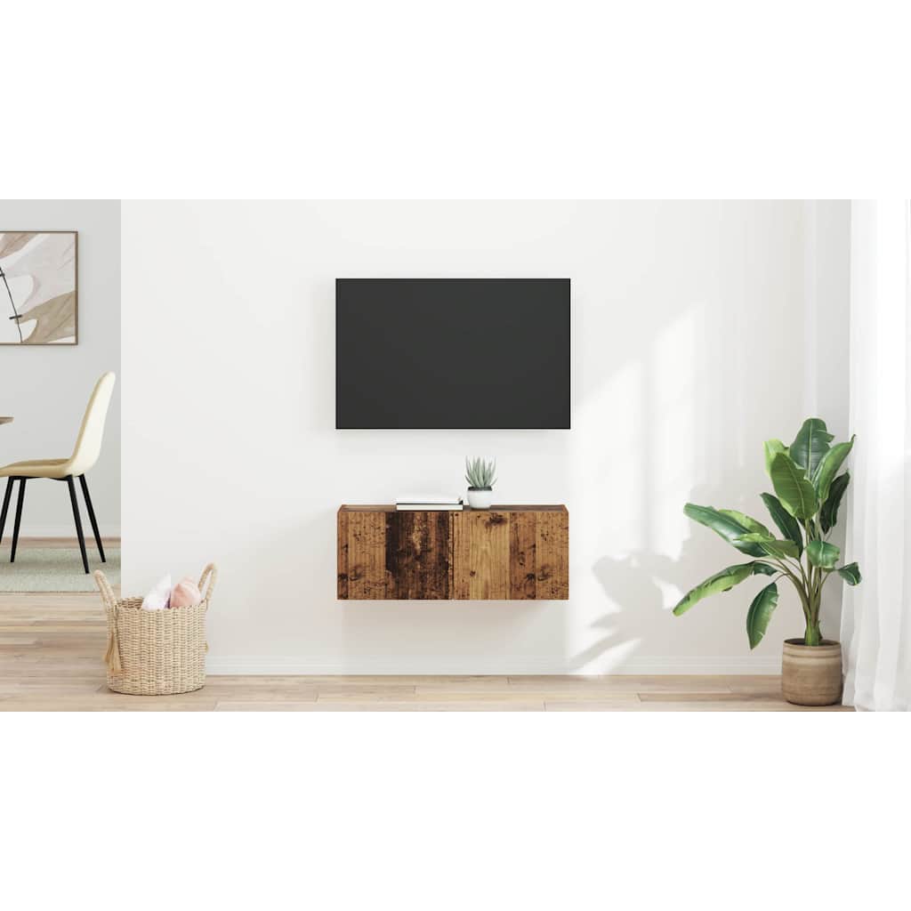 TV sieninė spintelė 2 pcs Senovinis medis 39 x 31 x 29,5 cm