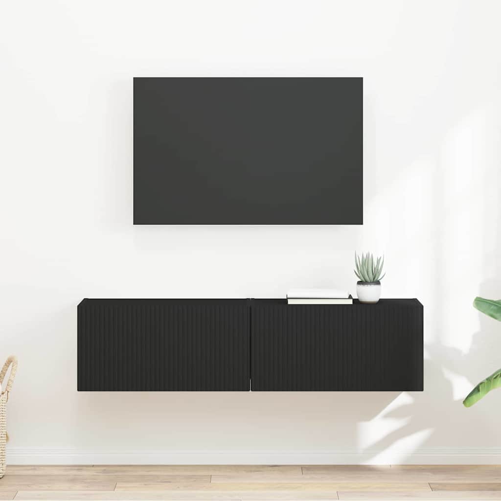 TV sienas skapītis 2 gab. Melns 60 x 31 x 29,5 cm